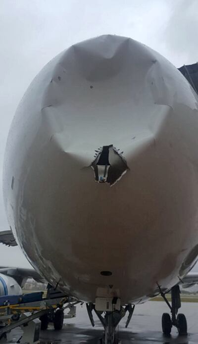 Photos of the damaged plane have been widely circulated on Twitter Photo: Twitter/SaadAbedine