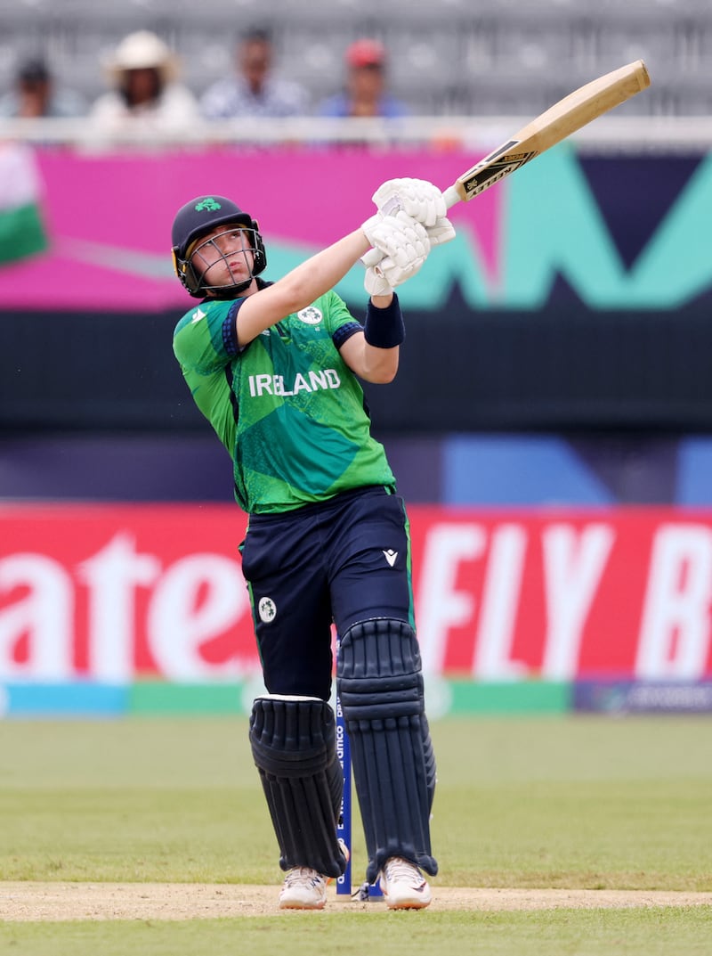 Gareth Delany of Ireland top-scored with 26 before he was run out by India's Mohammed Siraj. Getty Images 