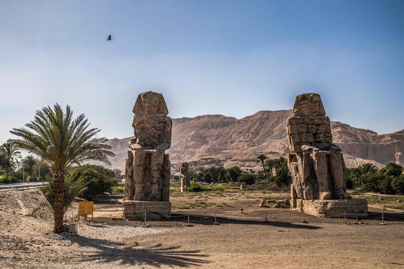 The Colossi of Memnon, which have sat for 33 centuries on the west bank of the Nile outside Egypt's southern city of Luxor.  AFP