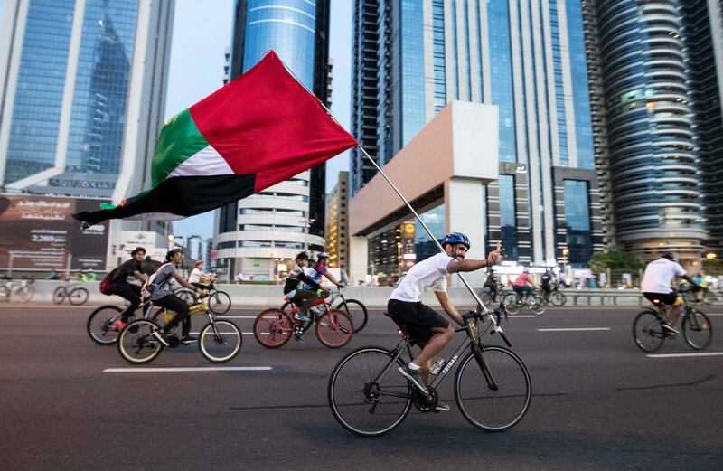 Cyclists traverse Sheikh Zayed Road as part of the Dubai Ride. All photos: Ruel Pableo for The National