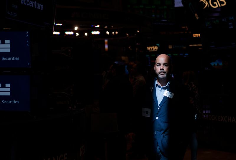A trader on the floor of the New York Stock Exchange. Should market optimism persist, last year’s bear market in the US has a shot at being unwound faster than all but three of its predecessors since the second World War. EPA