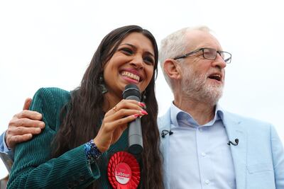 Jeremy Corbyn with Faiza Shaheen, who has not been endorsed to be the Labour candidate for Chingford & Woodford Green. Photo: PA Wire