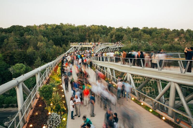 Tabiat Pedestrian Bridge: An example of a piece of infrastructure with a social as well as a practical purpose, the Tabiat Bridge has become one of the most popular public spaces in Tehran. Designed by Iranian architect Leila Araghian, the 270-metre-long structure, Iran’s second-longest pedestrian bridge, was completed in 2014. Designed as a place as much as a crossing point, the Tabiat is the latest in a long line of occupied bridges in Iran that includes the Marnan, Shahrestan and Si-o-Seh Pol bridges in Isfahan. Courtesy Aga Khan Award for Architecture