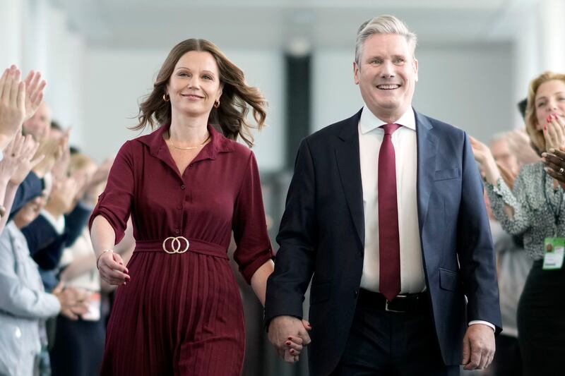 Labour leader Sir Keir Starmer with his wife Victoria at the Labour Party conference in Liverpool. Getty