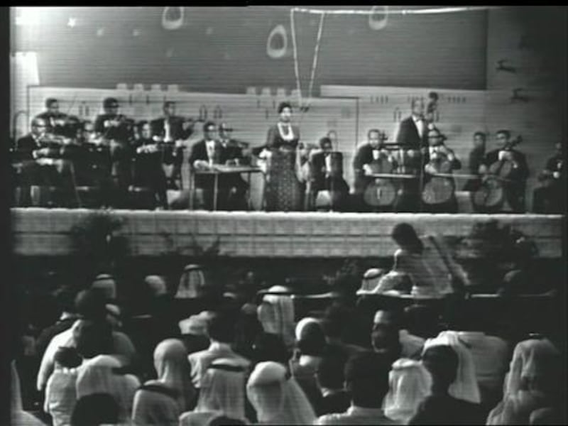 Umm Kulthum sings for the first time in Abu Dhabi in the 1970s. Photo: Al Ittihad