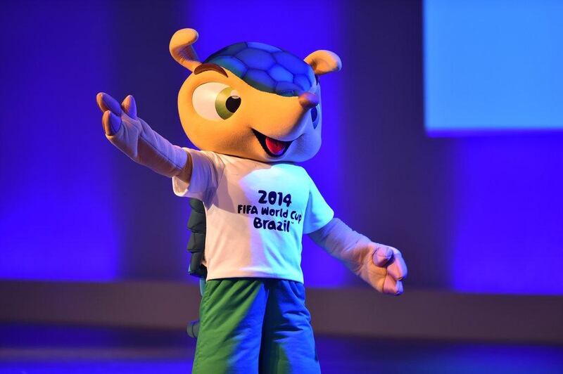 An image of Fuleco, the mascot of the 2014 World Cup, from the Fifa Congress in Rio de Janeiro on Tuesday. Nelson Almeida / AFP / June 10, 2014