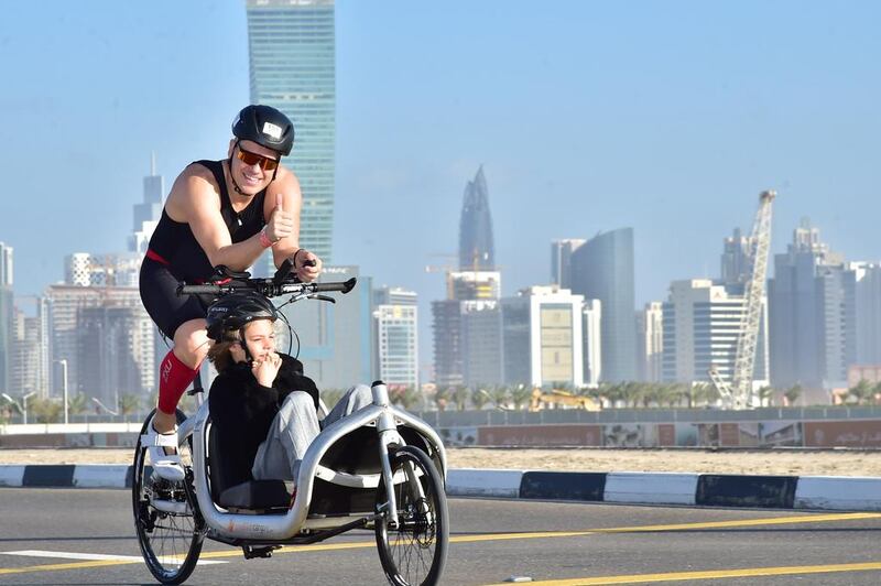 Rio, 16, and his father Nick Watson, a former Royal Marine, are aiming to break two world records this weekend as part of Dubai Fitness Challenge. Courtesy: TeamAngelWolf