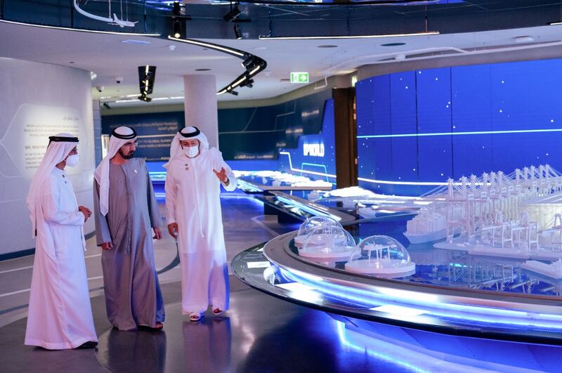 Sheikh Mohammed bin Rashid, Vice President and Ruler of Dubai, visits DP World's pavilion at Expo 2020 Dubai. All photos: Twitter
