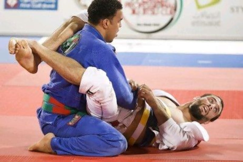 The UAE's Faisal Al Ketbi, left, takes on Brazilian Celso Frabetti at last year's World Professional Jiu-Jitsu Championship.