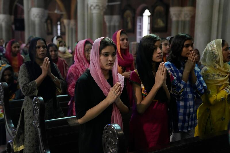 Pakistani Christians pray for Jaranwala Christians in Lahore. AP Photo