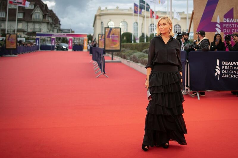 Emmanuelle Beart poses on the red carpet during the 45th Deauville American Film Festival on September 7, 2019. AFP