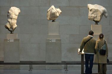 Sections of the Parthenon Marbles, also known as the Elgin Marbles, in the British Museum. PA