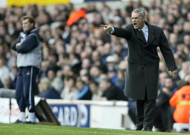 LONDON - NOVEMBER 3:  Chelsea manager Claudio Ranieri gestures from the sidelines during the FA Barclaycard Premiership match between Tottenham Hotspur and Chelsea at White Hart Lane, London on November 3, 2002. (Photo by Mark Thompson/Getty Images)