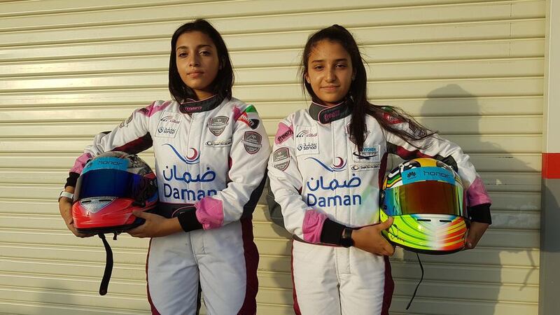 Emirati karting sisters Amna and Hamda Al Qubaisi. Courtesy Huawei