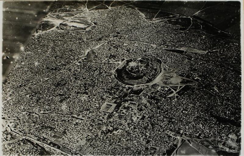 City of Aleppo and the citadel, circa 1926-30. Silver gelatin print on paper, in album, 10.5 x 16cm. Courtesy the Fouad Debbas Collection / Sursock Museum.