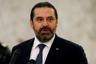 FILE PHOTO: Lebanon's caretaker Prime Minister Saad al-Hariri speaks after meeting with President Michel Aoun at the presidential palace in Baabda, Lebanon November 7, 2019. REUTERS/Mohamed Azakir/File Photo