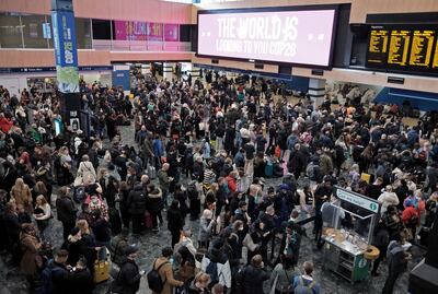 Chaos reigned at one of London's main rail terminals after fallen trees blocked the route to Glasgow on the eve of Cop26. AP