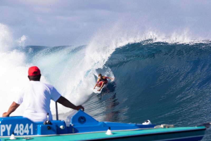 Australian surfer Jack Robinson competes at the famous break Teahupo'o. AFP