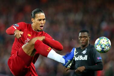 Virgil van Dijk, left, said Red Bull Salzburg employed a similar pressing game to Liverpool's on Wednesday. Getty
