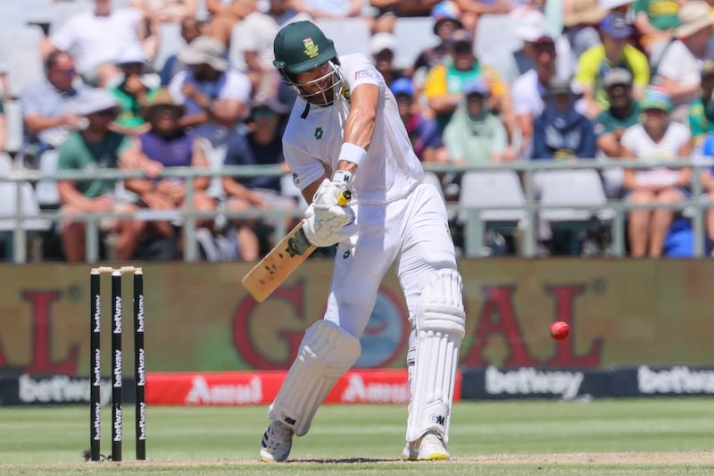 Aiden Markram of South Africa in action during the second day of the second Test. AP 