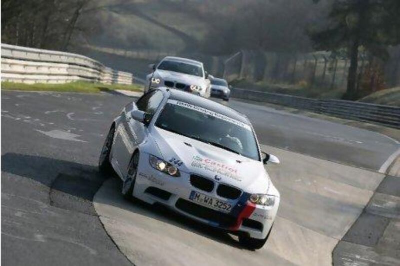 The Carousel is one of the most iconic sections of the Nordschleife, where the steep concrete banking forces cars into a sudden change of camber and makes your teeth feel like they're falling out. Photos from xpb.cc motor sport picture agency