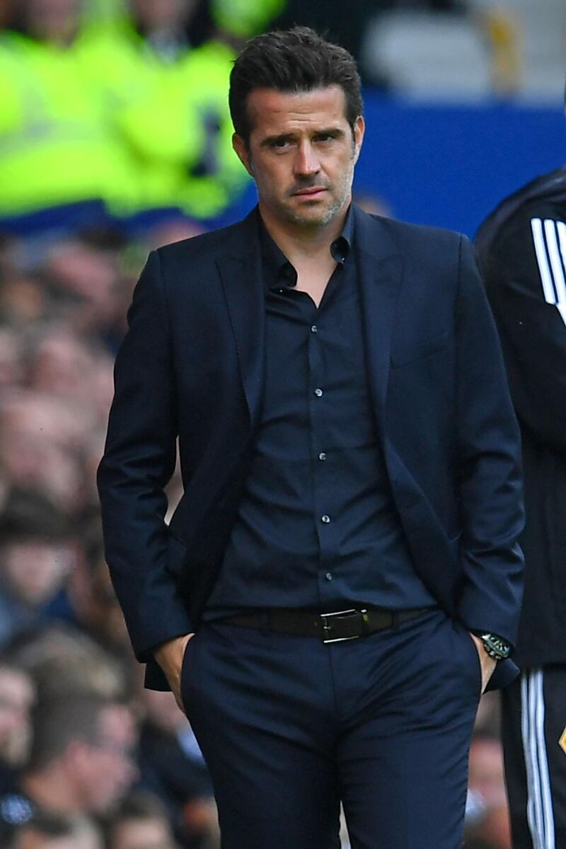 Everton's Portuguese manager Marco Silva watches from the touchline. AFP