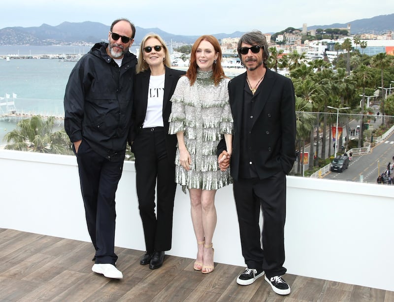 Director Luca Guadagnino, from left, actresses Marthe Keller, Julianne Moore and creative director of the Maison Valentino Pierpaolo Piccioli pose for photographers at the photo call for the film 'The Staggering Girl' at the 72nd international film festival, Cannes, southern France, Friday, May 17, 2019. (Photo by Joel C Ryan/Invision/AP)