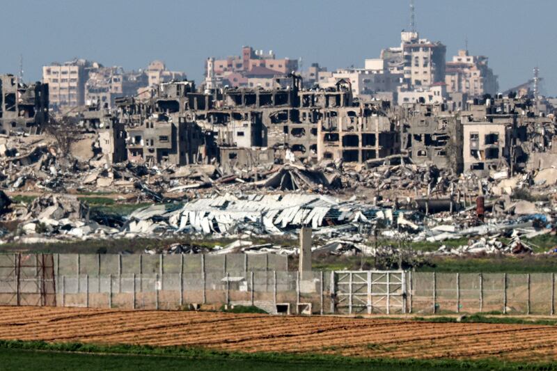 Destroyed buildings in the Gaza Strip along the border with southern Israel. AFP