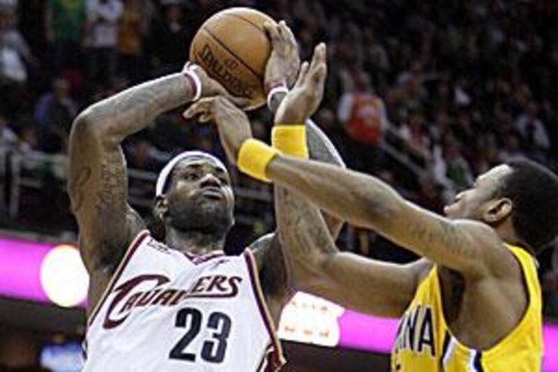 LeBron James shoots in the fourth quarter.