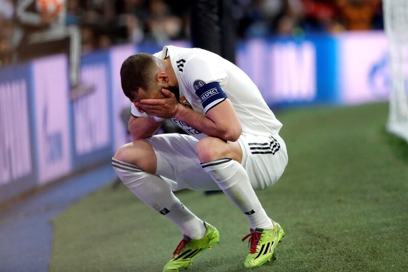 Real Madrid's Karim Benzema reacts to a missed chance. EPA