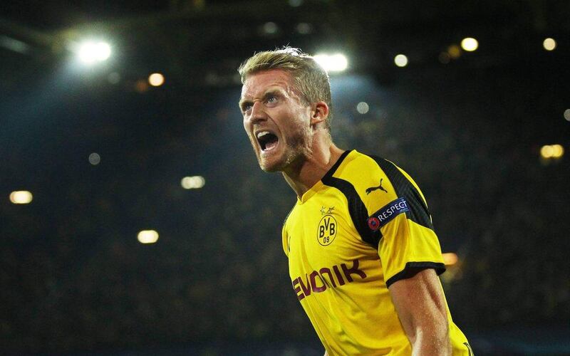 Borussia Dortmund’s Andre Schurrle celebrates after scoring against Real Madrid. Ina Fassbender / EPA