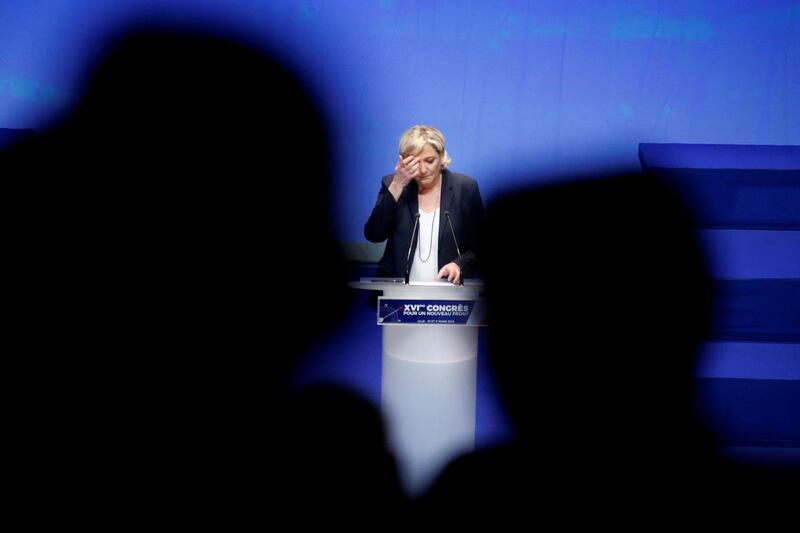 FILE PHOTO: Marine Le Pen, French National Front (FN) party leader, at congress in Lille, France, March 11, 2018. REUTERS/Pascal Rossignol/File Photo