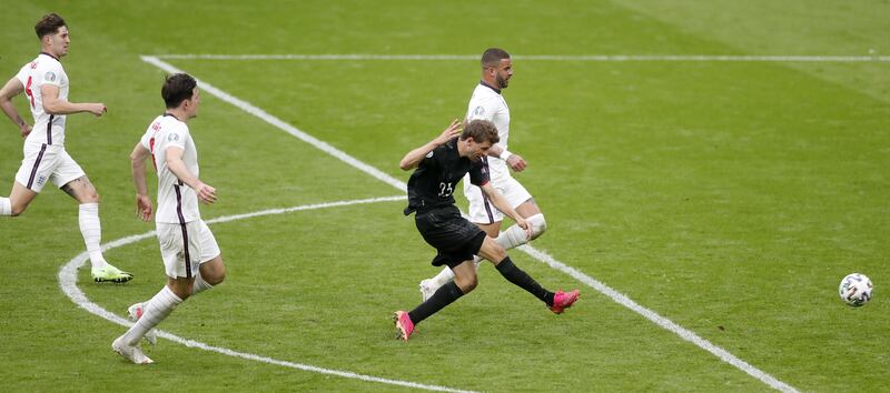 Thomas Muller misses a glorious chance to score for Germany. EPA