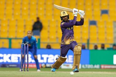 Dhananjaya de Silva of Abu Dhabi Knight Riders bats during the match 11 of the DP World International League T20 between the Abu Dhabi Knight Riders and the MI Emirates held at the Zayed Cricket Stadium, Abu Dhabi, United Arab Emirates on the 21th January, 2023.

Photo by Deepak Malik/CREIMAS

RESTRICTED TO EDITORIAL USE