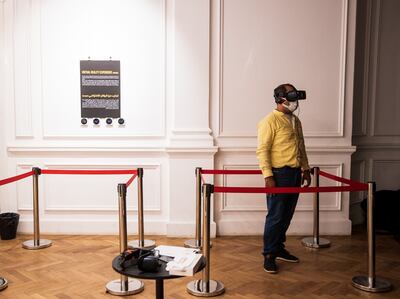 A portion of the French audiovisual exhibit, called Virtual Reality Experience, at Downtown Cairo's Consoleya art space. Photo: Downtown Contemporary Arts Festival