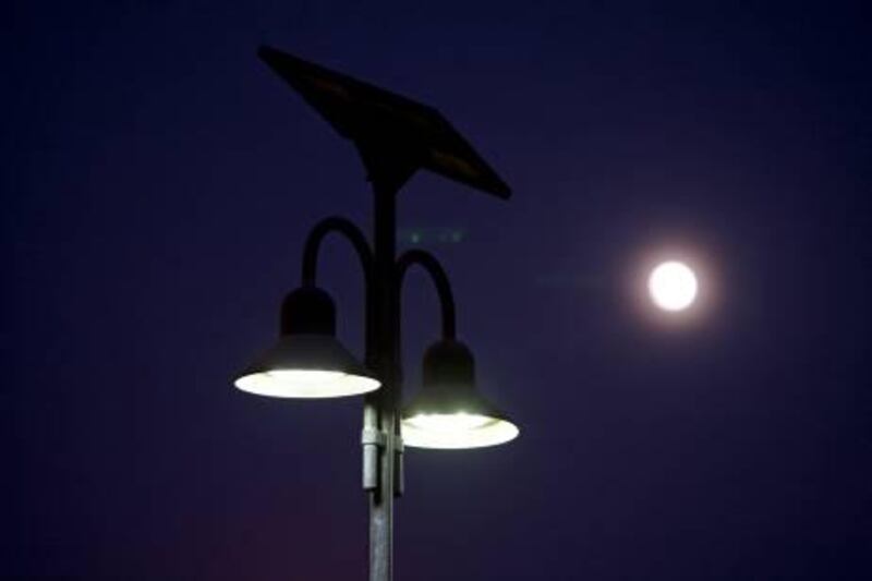 Dubai - September 11, 2011- Solar lights are being used in one section of the Motor City community in Dubai, September 11, 2011. (Photo by Jeff Topping/The National) 

 