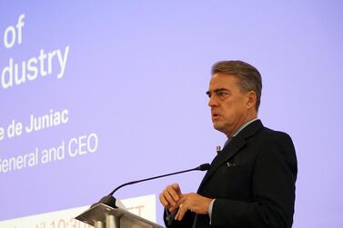 Alexandre de Juniac, director general of Iata, delivers a 'State of the Industry' address at Iata's conference in Geneva on December 11. Courtesy of IATA