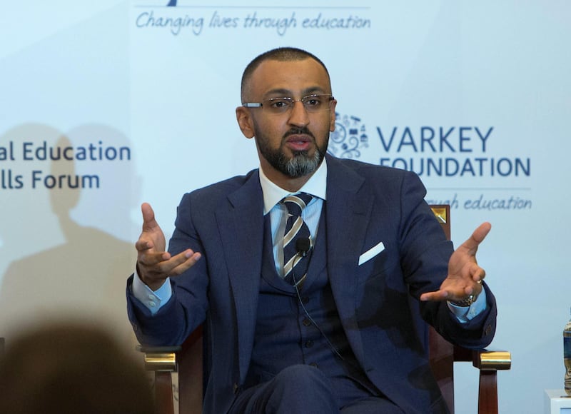 DUBAI, UNITED ARAB EMIRATES - Dino Varkey at the Global Education and Skills Forum 2019 at Atlantis, The Palm.  Leslie Pableo for The National for Anam Rizvi's shorty