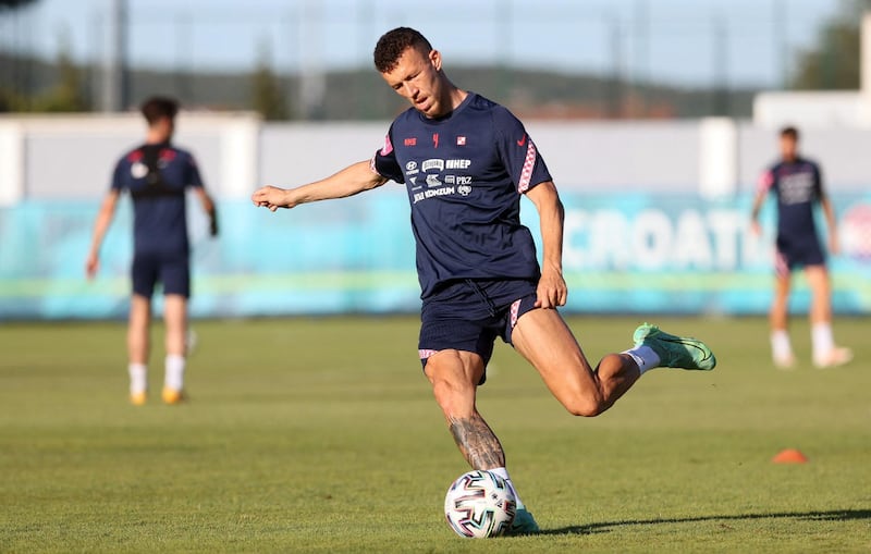 Croatia's forward Ivan Perisic takes part in a training session at the Rovinj Stadium in Rovinj on June 25, 2021 during the UEFA EURO 2020 football competition. / AFP / Damir SENCAR
