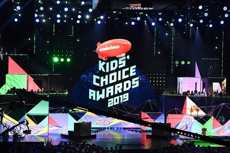 View of the stage during the 32nd Annual Nickelodeon Kids' Choice Awards at the USC Galen Center on March 23, 2019 in Los Angeles. AFP