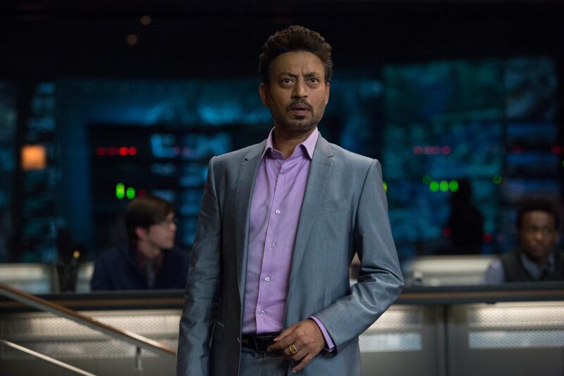 A handout movie still showing IRRFAN KHAN as billionaire investor Masrani in "Jurassic World". Steven Spielberg returns to executive produce the long-awaited next installment of his groundbreaking "Jurassic Park" series. Colin Trevorrow directs the epic action-adventure, and Frank Marshall and Patrick Crowley join the team as producers. (Chuck Zlotnick / Universal Pictures) *** Local Caption ***  al07jl-crowns-irrfan.JPG