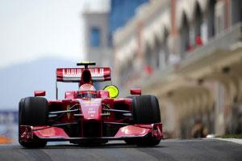 Ferrari's Finnish driver Kimi Raikkonen drives at the Istanbul Park circuit.