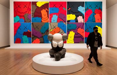 Work by the artist Kaws, whose real name is Brian Donnelly, on show at the Brooklyn Museum in February 2021. EPA