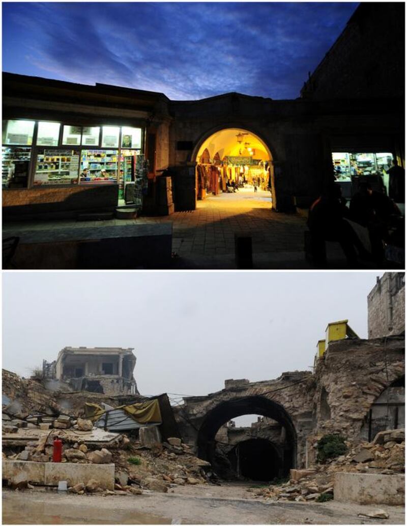 Al Zarab souq pictured on November 24, 2008, top, and on December 13, 2016. Omar Sanadiki / Reuters