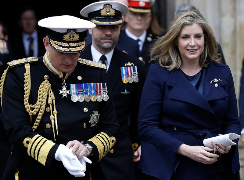 Ms Mordaunt leaves a service at Westminster Abbey, London, in 2019, shortly after her appointment as UK defence secretary. Getty Images