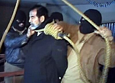 Saddam Hussein, moments before he was executed in 2006. AFP