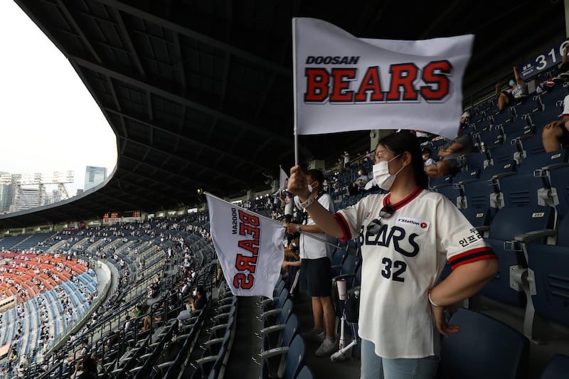 South Korean baseball has started accepting fans to stadiums, restricted to 10 per cent of the venue capacity. Getty