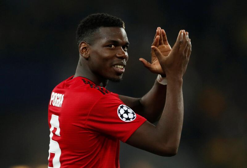 Manchester United's Paul Pogba applauds their fans after the match against Young Boys. Action Images via Reuters