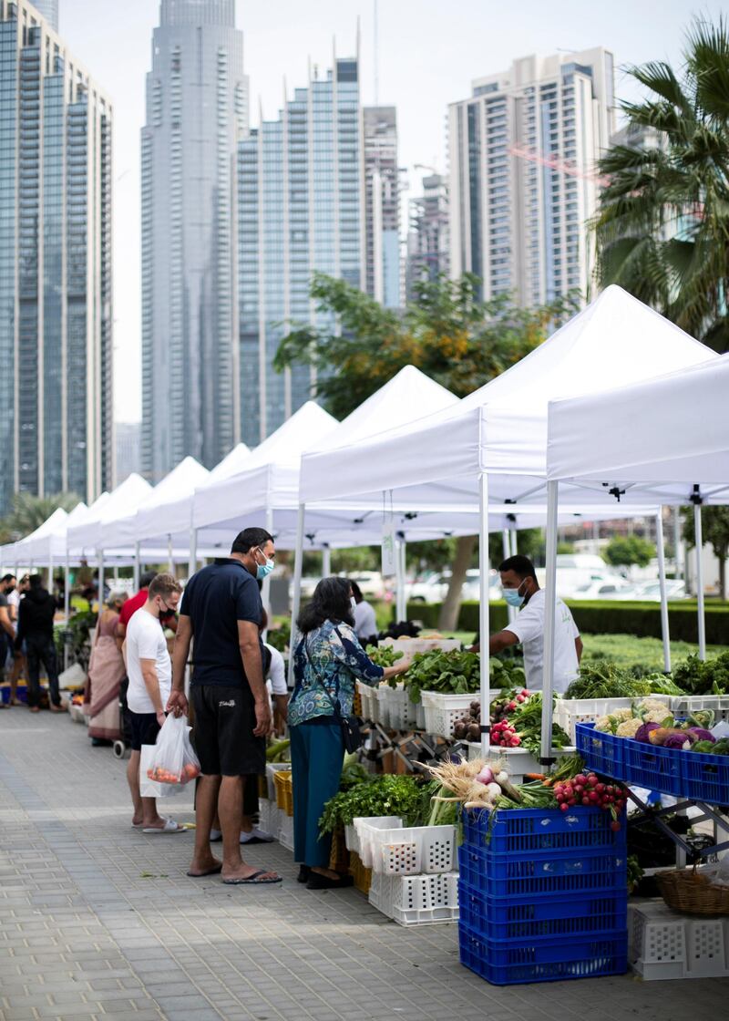 DUBAI, UNITED ARAB EMIRATES.  FEBRUARY 2021. 
Farmer's Market at Bay Avenue
Photo: Reem Mohammed / The National
Reporter: Patrick Ryan