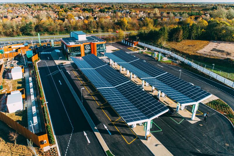 Grideserve has opened the UK’s first electric forecourt near Braintree in Essex. Courtesy Gridserve